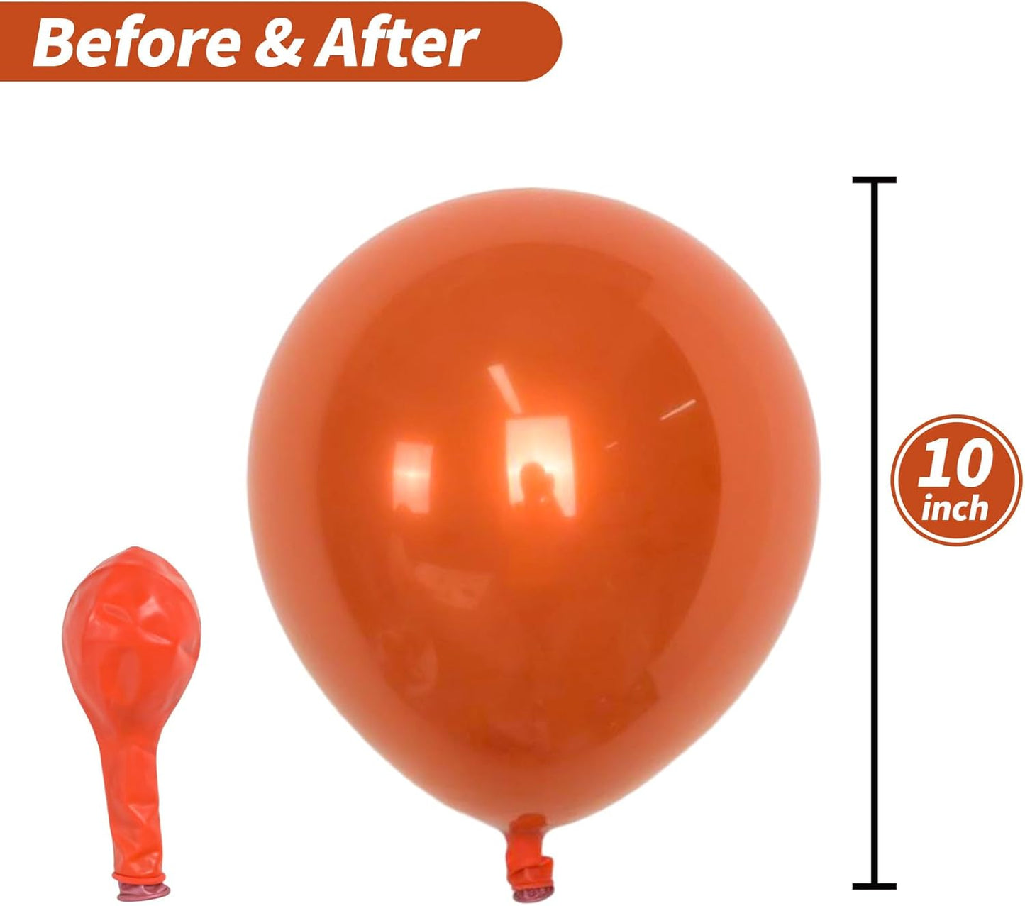 Chrome Orange Balloons, 50 PCS 10 Inch Double-Layered Metallic Dark Orange Balloons, Shiny Thick Chrome Metallic Burnt Orange Latex Helium Balloons for Birthday Wedding Graduation Party Decoration