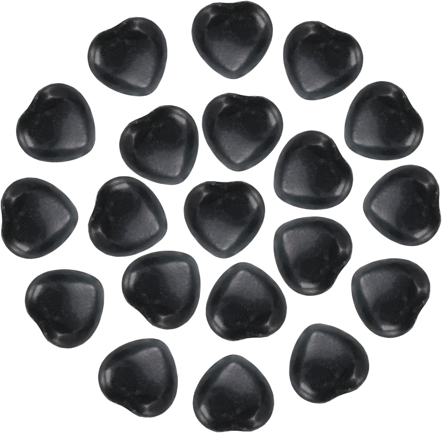 PATIKIL 20 Pcs Natural Heart Shaped Crystal Stone, 0.6 Inch Mini Polished Love Gemstone Crystal, Pocket Rock Engraved Worry Stones for Women Gifts Meditation, Black Green