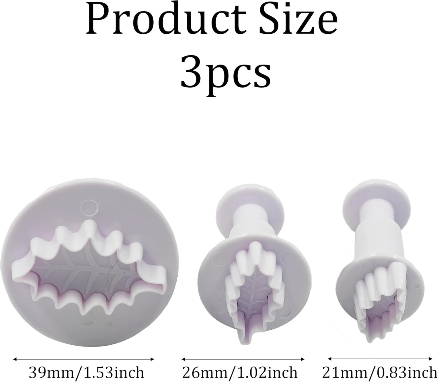 pson 3Pcs Plunger Cookie Cutter Set, Mini Plastic Biscuit Molds for Cake Decorating, Baking, Fondant, and DIY Crafts(Leaf)