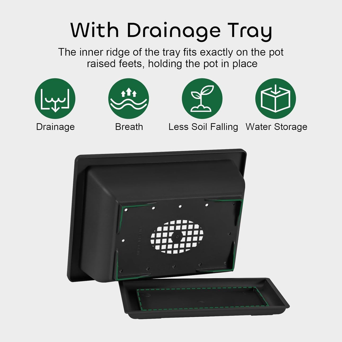 GROWNEER 3 Pcs 6.5 Inch Bonsai Pots with Drainage Humidity Trays & 1 Repotting Mat, Durable Bonsai Tree Training Pot Rectangle Planter Kit Seedling Starter Small Indoor Outdoor Growing Built in Mesh