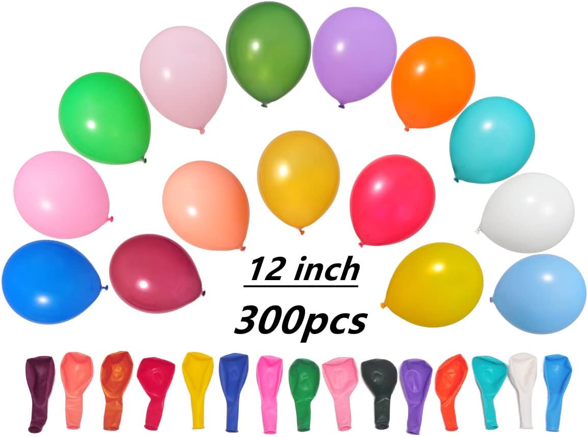 300 Pcs 12 Inch Balloons 15 Kinds Colors Latex Colorful Party Balloon Bulk for Various Party Events Decorations