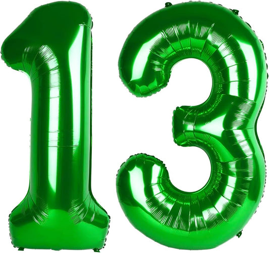 Green 13 31 Number Balloon 40 Inch，Large 13 31 Green Birthday Party Decorations, Number 13 31 Foil Balloons for Anniversary Party Graduations Celebration Supplies