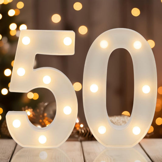 Decorative Led Light Up Numbers, 50th Birthday Decorations, Warm White Led Numbers Lights, Lighted Marquee Number Sign for Sweet 50th Party Decor