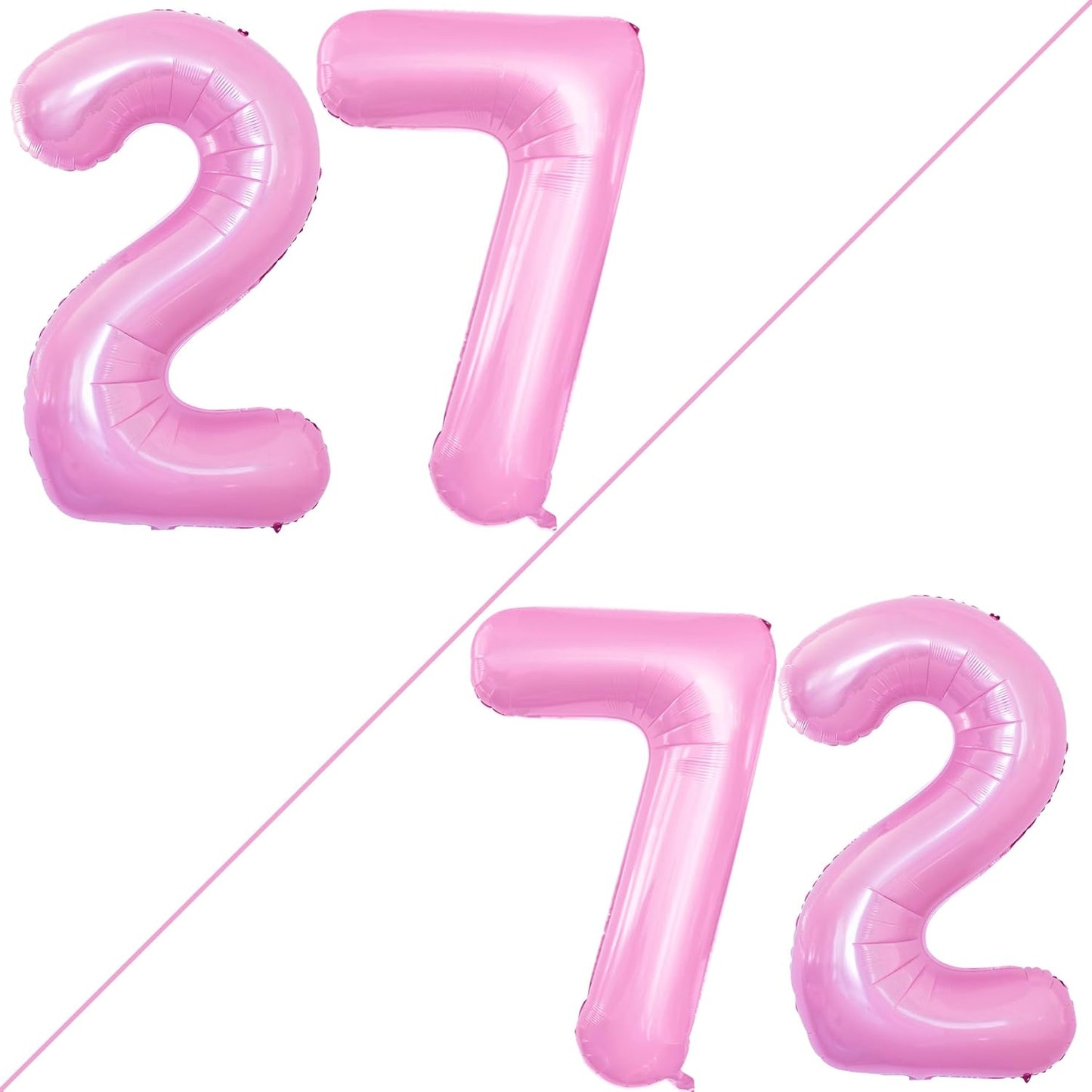 GOER Number 27 Balloons for 27th Birthday Party Decorations,42 Inch Jumbo Foil Helium 72 Balloons for 72nd Birthday Party Decoration (Light Pink)