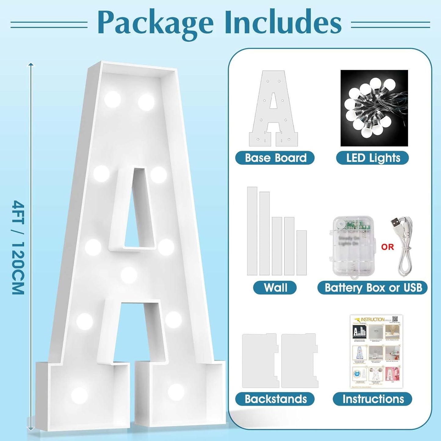 Ledido 4FT Marquee Light Up Letters, Cool White Light Up Letters Large Marquee Letter for Party Decorations, Mosaic Letter X for Balloons, Wedding Birthday Graduation Decor