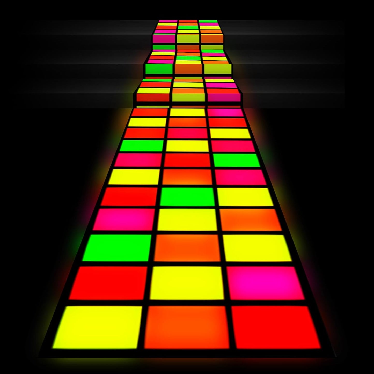 Haull 118 x 39 Inch Neon Light up Dance Floor Glow in The Dark Runner UV Reactive Blacklight Floor Aisle Runner Decor Wall Props for 80s 90s Neon Birthday Party Decorations(Rectangle)