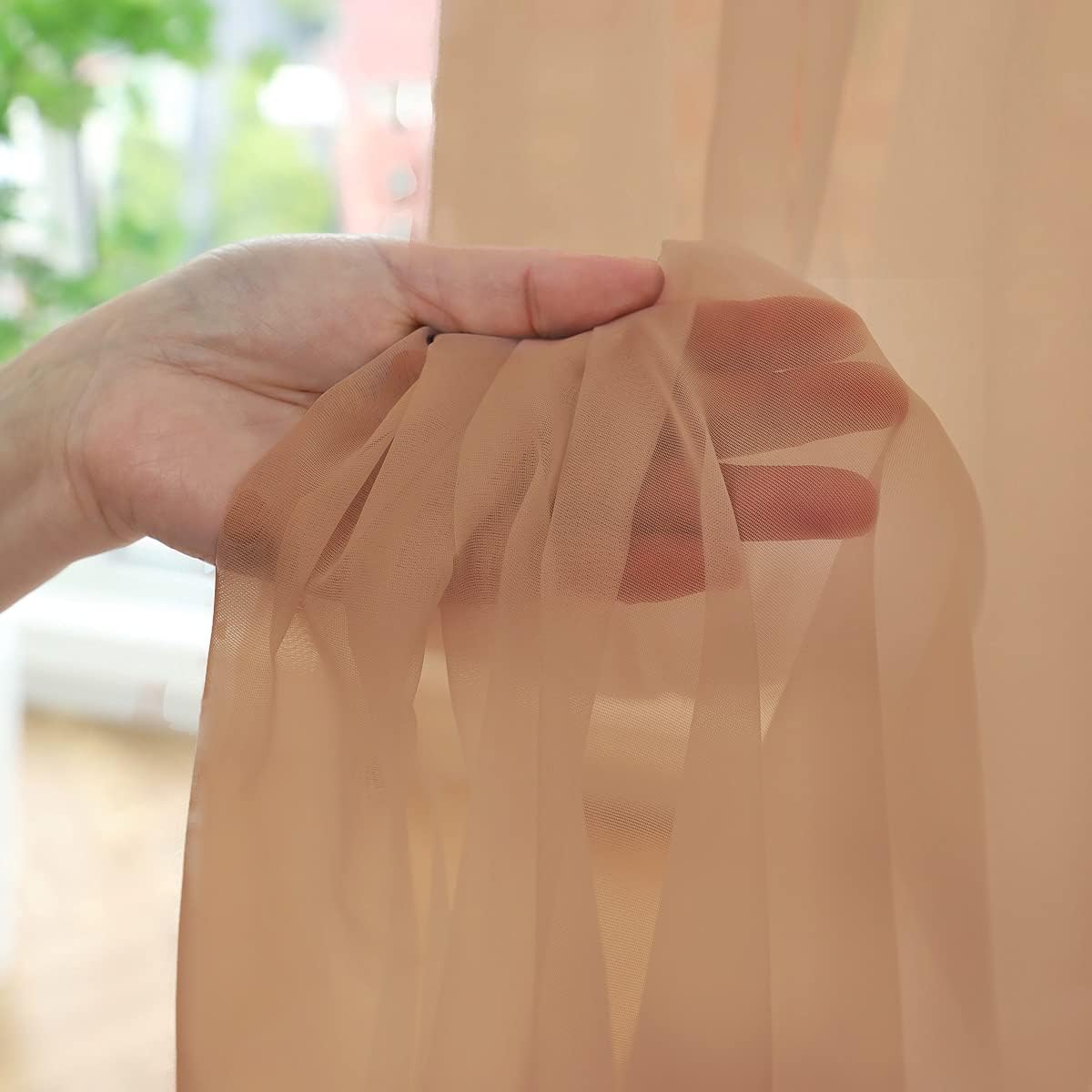 Window Brown Sheer Curtains 60 Inches Width 72 Inches Long 2 Panels Sheer Curtains Clear Curtains Basic Rod Pocket Panel for Home Living Room Bedroom Kids Room Yard Patio Parlor Sliding