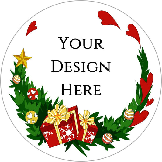 100-1000pcs Custom Stickers Merry Christmas Stickers Personalized Labels Adhesive Xmas Decorative Envelope Seals Stickers for Cards Gift Boxes(Round-7)