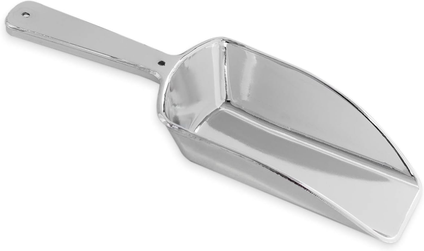Super Z Outlet 5.5" Mini Acrylic Plastic Kitchen Scoops for Weddings, Candy Dessert Buffet, Ice Cream, Protein Powders, Coffee, Tea (Silver)