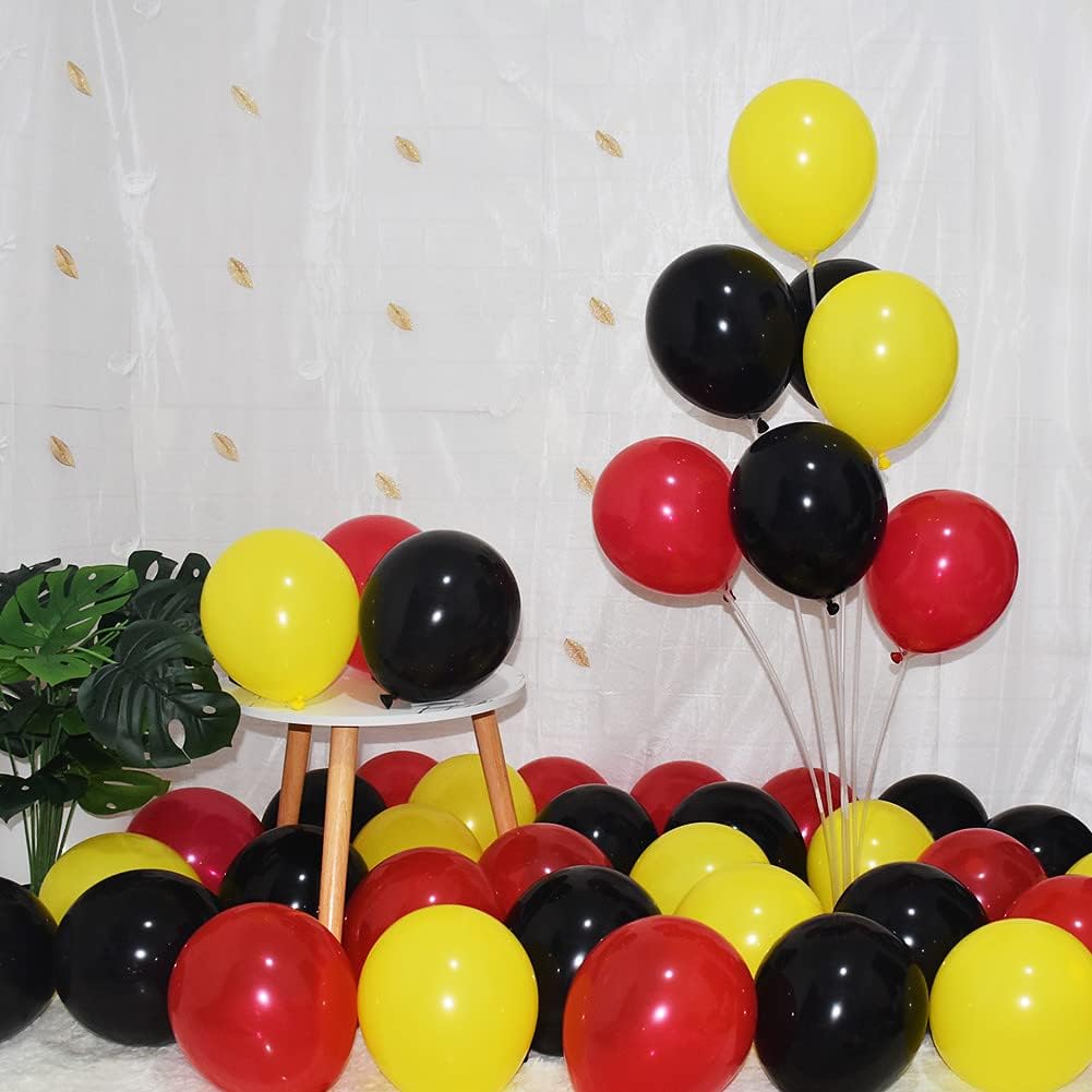 300 Pack Red Black and Yellow Balloons - 5 Inch Mini Red Black Yellow Latex Small Balloons - 100 of Each Colors for Party Balloons Arch Wreath Assorted Colors Decorations