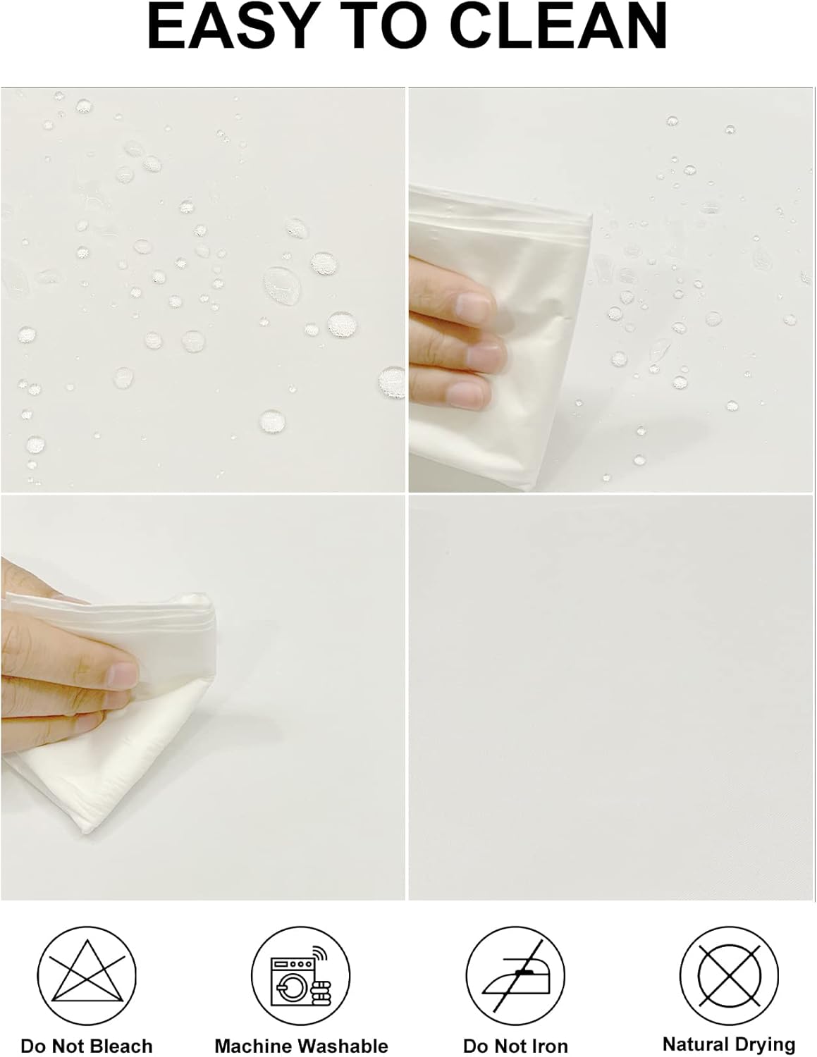 Fokitut 2 Pack Waterproof Rectangle Tablecloth, 90x132 Inch,Stain Resistant and Wrinkle Polyester Table Cloth, Fabric Table Cover for Kitchen Dining, Wedding, Party, Holiday Dinner-Ivory