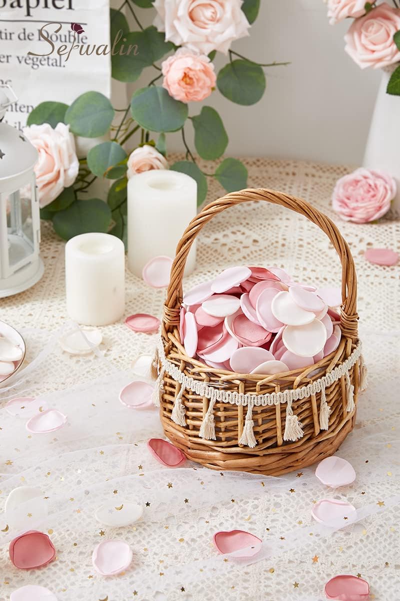 Serwalin 300Pcs Silk Rose Petals Flower Petals for Weddings Blush Pink Petals Fake Petals for Proposal Aisle Flower Girl Basket Bridal Shower Table Decor (3 Color Mixes)