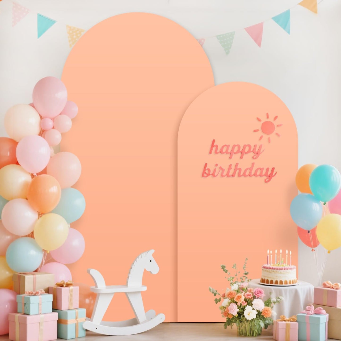 Set of 3 Arch Stand and Cover Set 6FT, 5FT, 4FT Metal Wedding Arch Backdrop Stands with Spandex Arch Covers Stretchy Backdrop Stable Arched Frame for Birthday Party Gender Reveal Baby Shower Ceremony