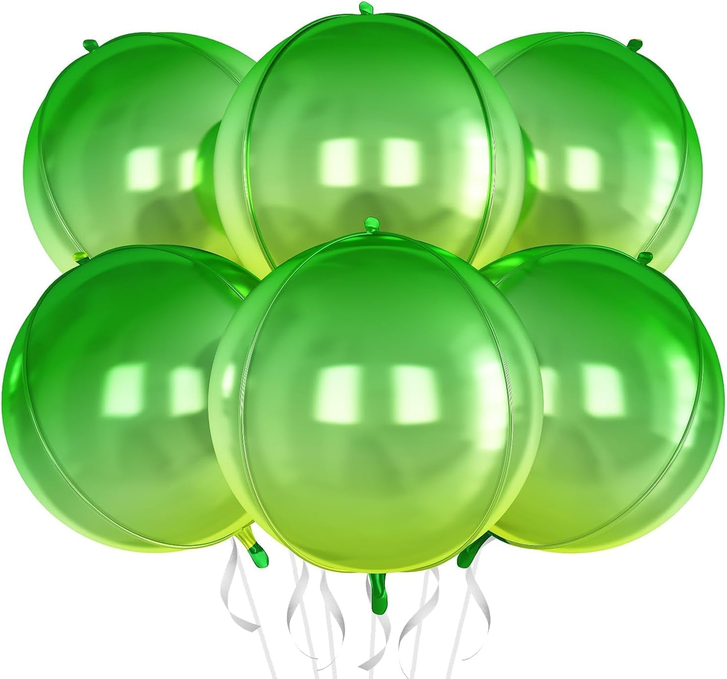 6Pcs Gradient Green Round Foil Balloons,Giant 4D Round Ball Balloon,22 Inch Green Balloons for Birthday Wedding Graduation Prom Party Decorations