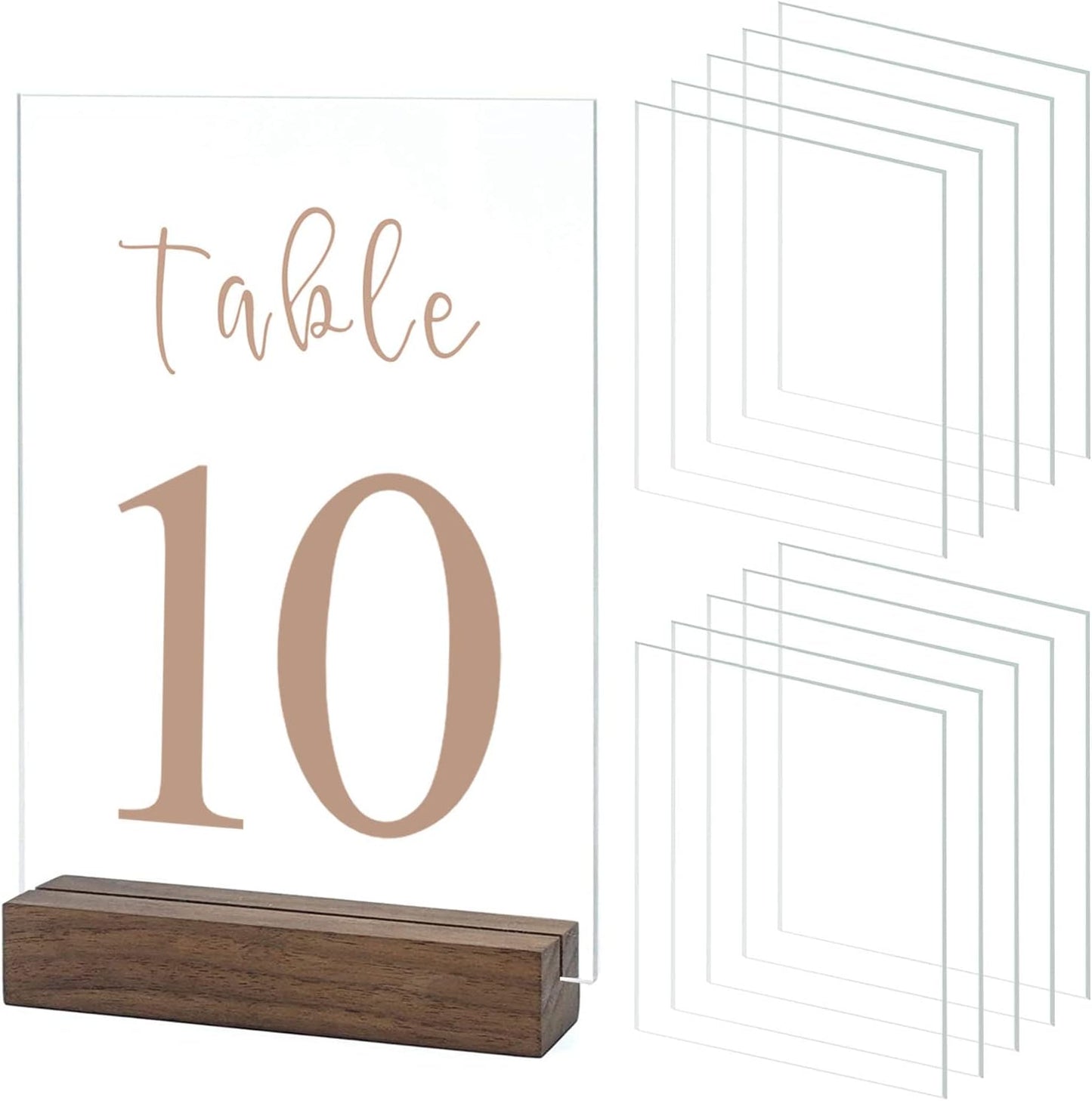 10 Pack Clear Blank Acrylic Sign for Table Numbers, 5x7 Inch Clear Acrylic Sheet Sign Blank 1/8 inch Thick, Use for DIY Table Signs for Wedding Party Events, Wood Stand NOT Included
