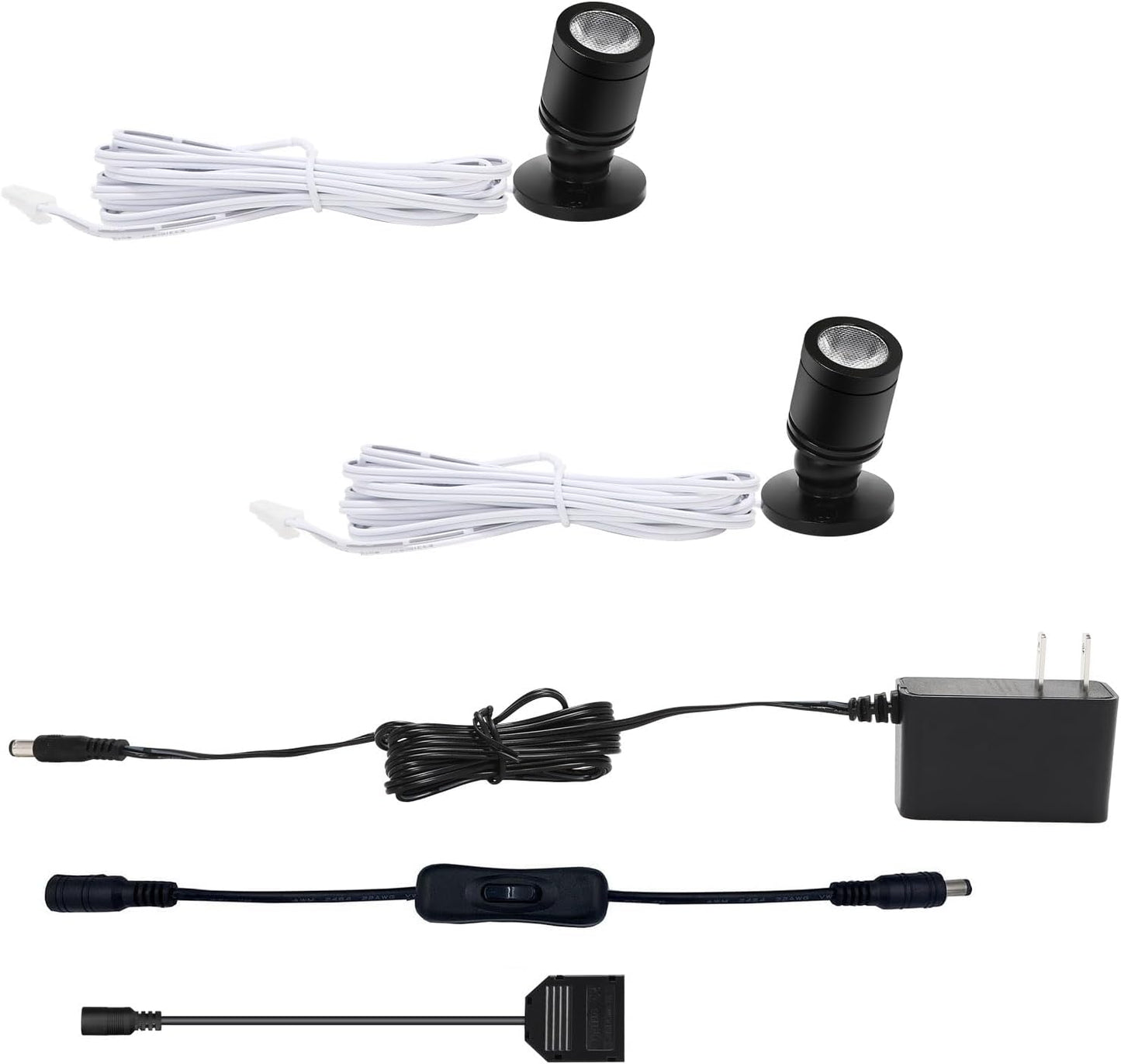 Taysing LED Spot Light Indoor Little Mini Spotlight Accent Lights for Display, Paintings, Pictures, Plants, Jewelry, Shelves, Cabinets, Posters, Showcase(Cold White-2 Pack Push Switch)