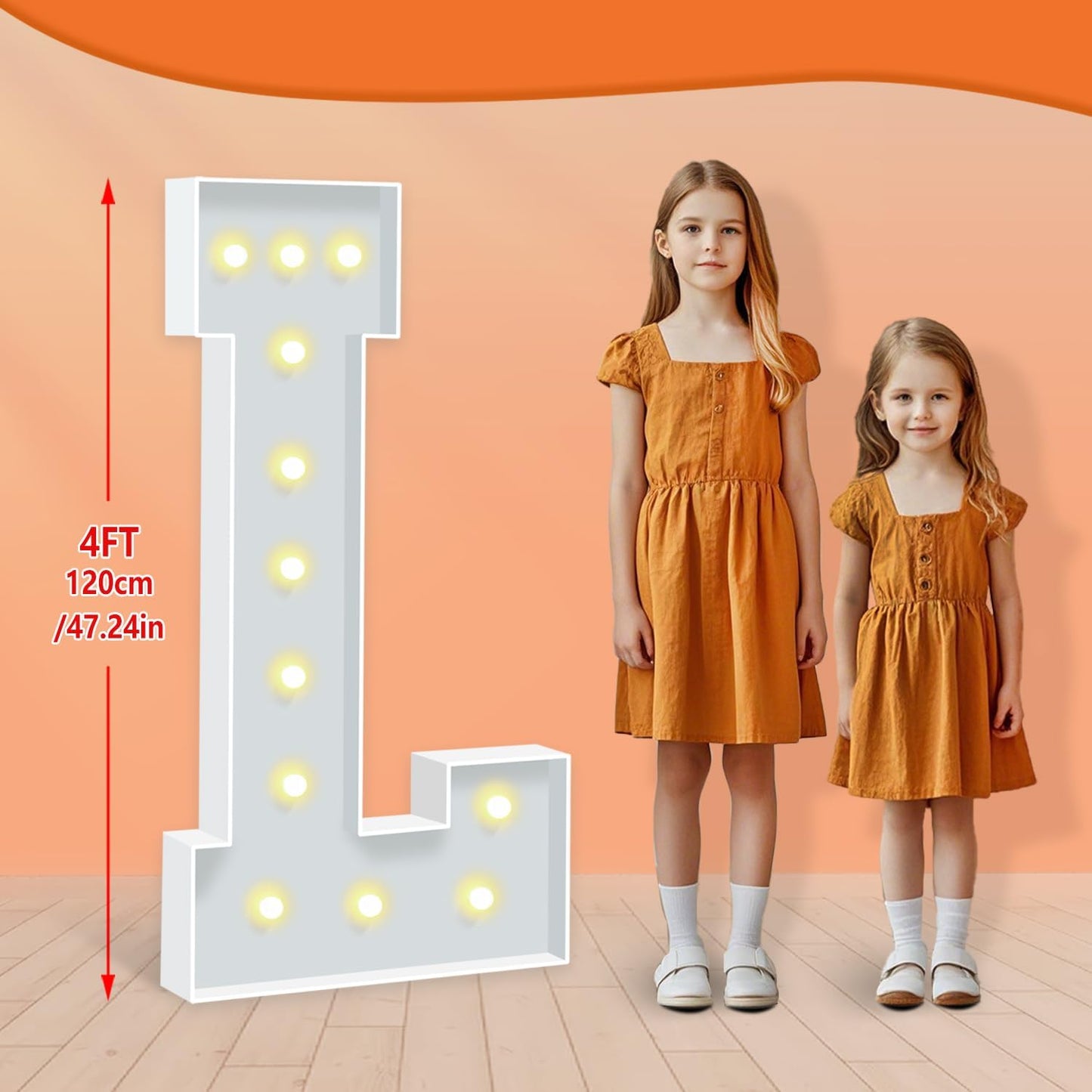 Marquee Light Up Letters L, 4FT Marquee Letters for Birthday Baby Shower Wedding Decorations, Light Up Letter for Engagement Party LOVE Decor, Large Marquee Letter for Party Decorations