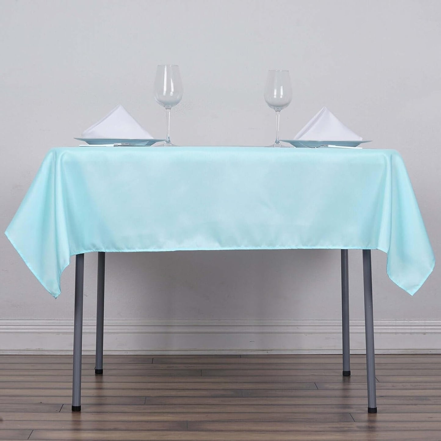 Efavormart 54x54 Light Blue Wholesale Linens Seamless Polyester Square Linen Tablecloth for Wedding Banquet Party Restaurant