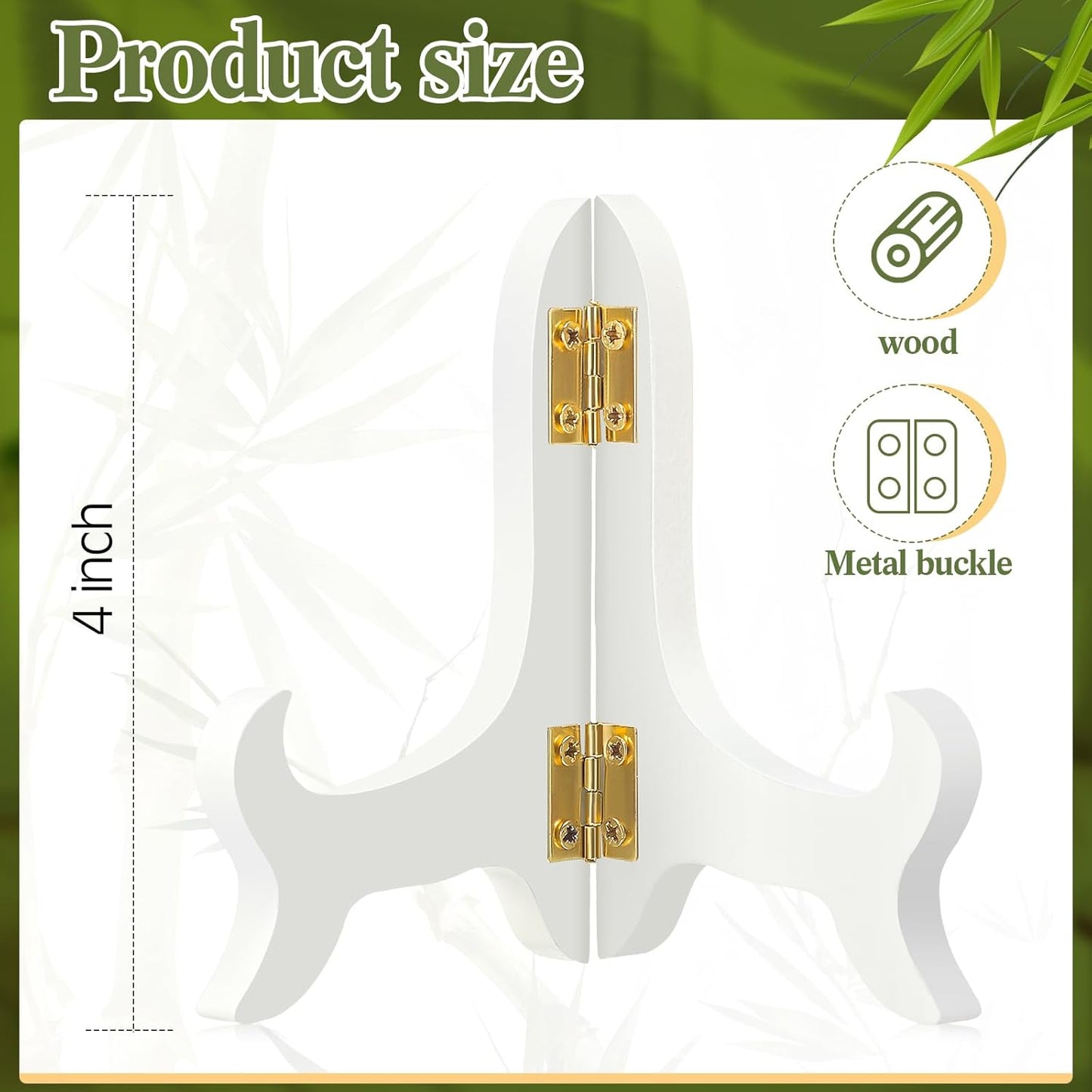 Tatuo 4 Packs Wooden Display Stand Decorative Plate Stands for Display Picture Frame Holder Easels(White,4 Inch)