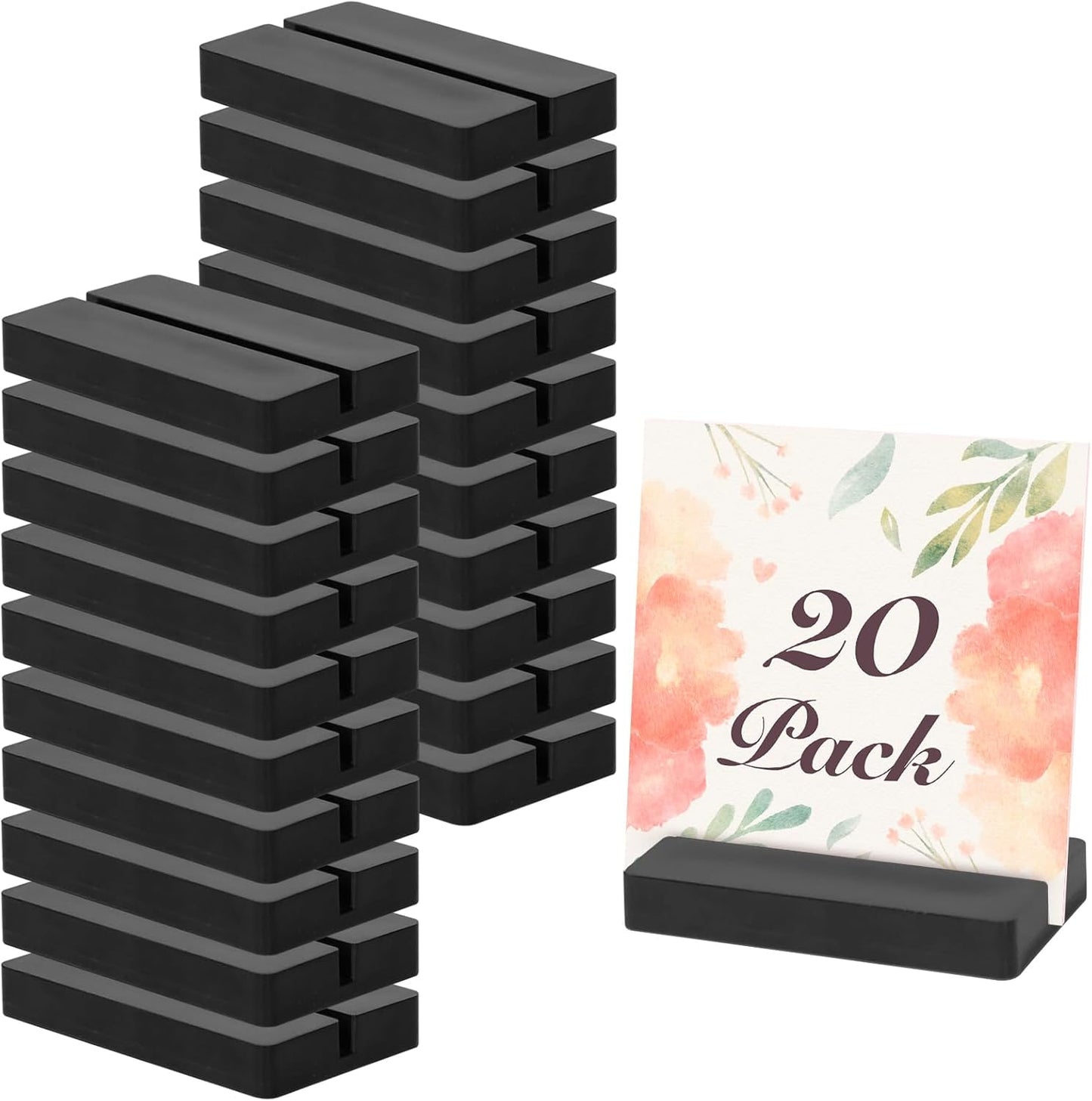 Acrylic Sign Stand | Wedding Sign Holdes, Acrylic Sign Stand with Card Slot, Used for Desktop/Menu Display, 20 Count (Black)