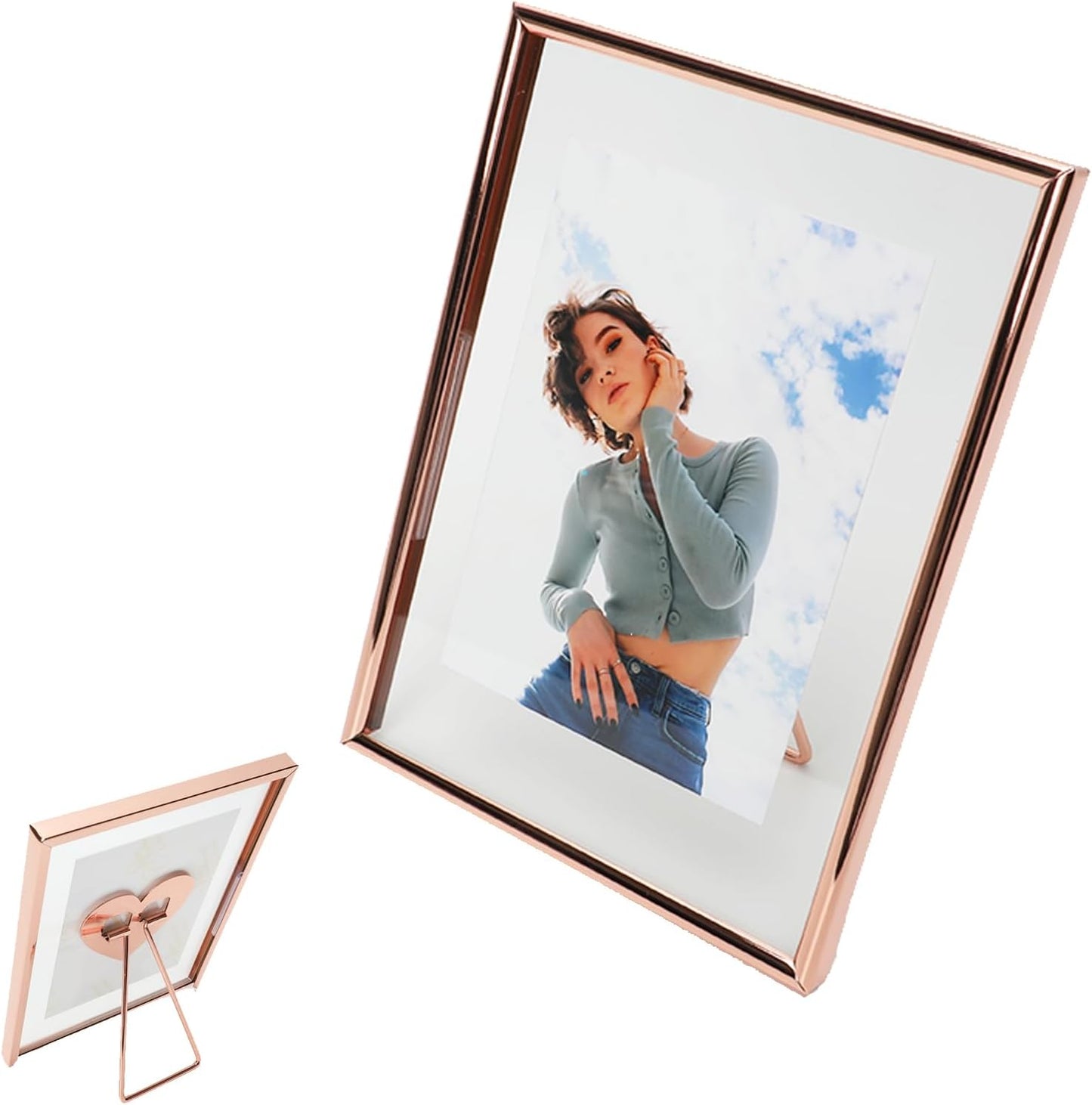 Rose Gold Floating Frame (5"x7",Vertical) with “Heart”, For Picture 4x6,3x5, 2x3, Classy Gift For Mother's Day, Home or Wedding…