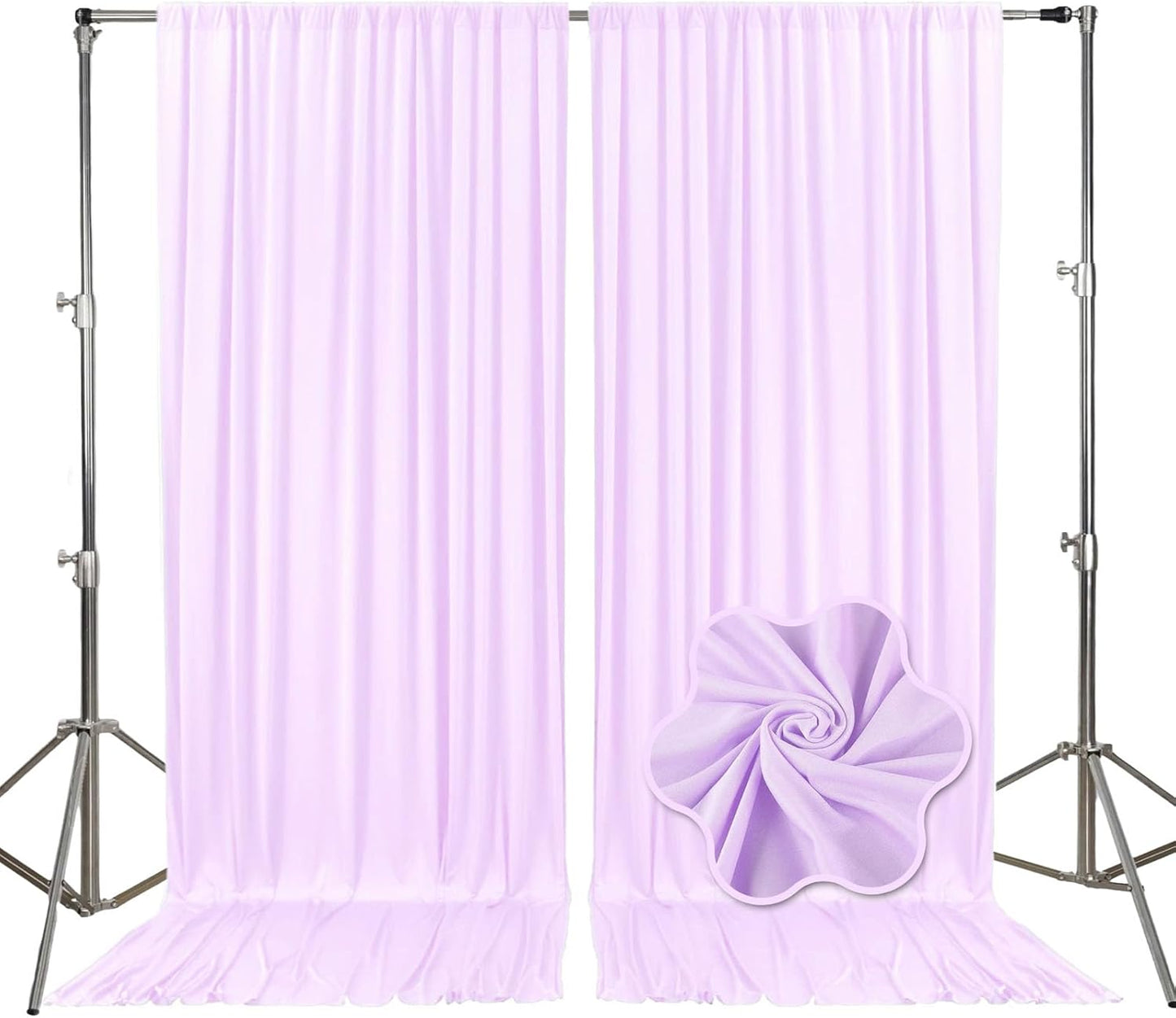 10ft x 10ft Light Purple Backdrop Curtains for Parties, Fabric Satin Background Curtain with Rod Pockets for Weddings, Birthday, Baby Shower, Photography, Graduation Party Backdrop Drapes, 2 Panels