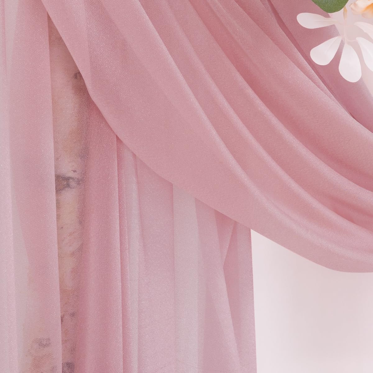 Dusty Rose Wedding Arch Draping Fabric 29" x 20 FT Wedding Drapes for Backdrop Sheer Curtains Drapes for Romantic Bridal Baby Shower Decorations Ceremony Birthday Party Fall Outdoor Events