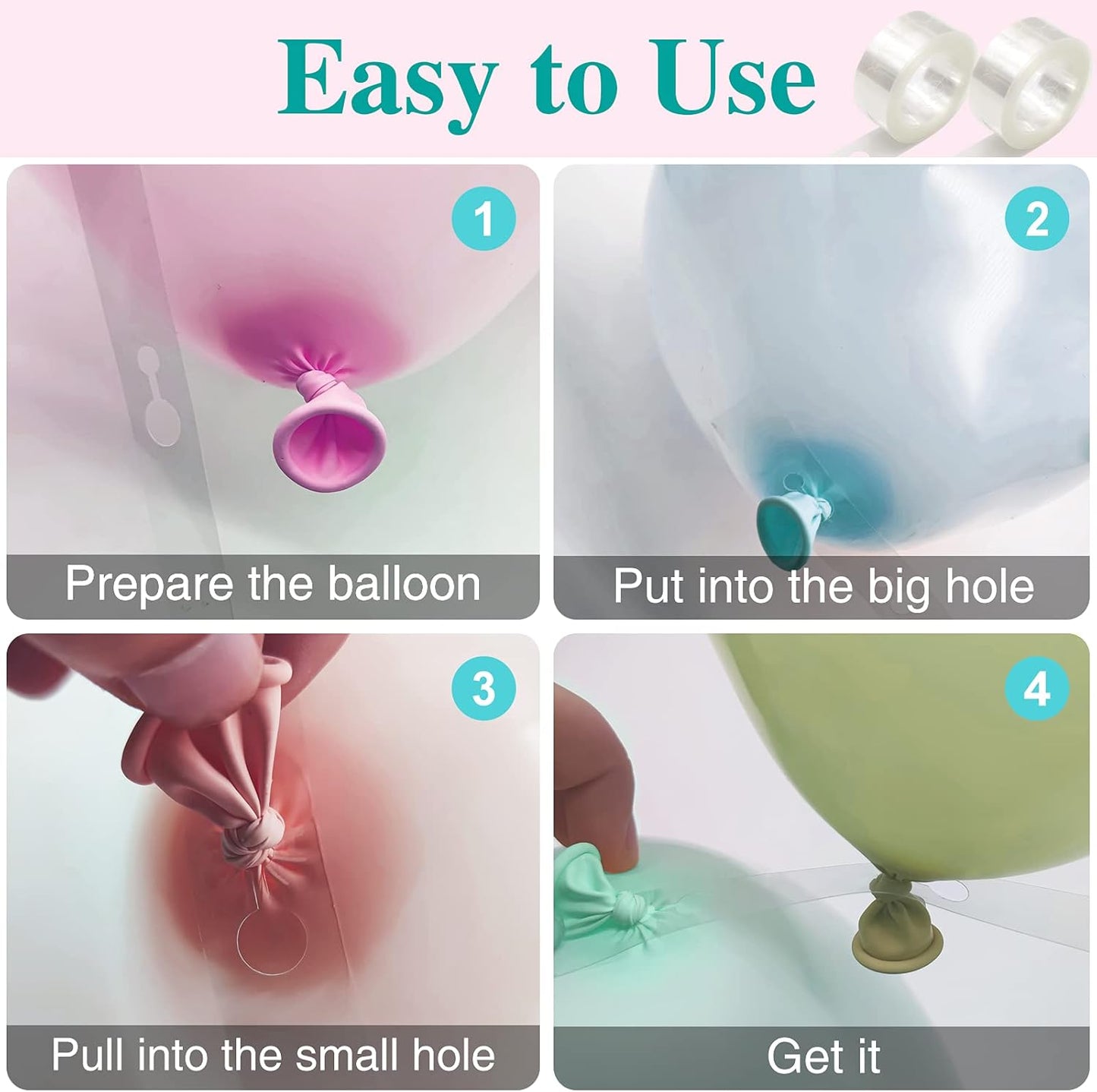 12 Rolls Balloon Arch Tape, 131.2 Feet Tape Strip with Holes, 400 Removable Dots for Party Decorations, Birthday, Wedding, Baby Shower, Christmas, Halloween, Thanksgiving