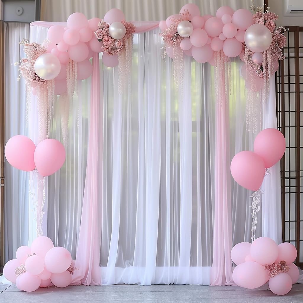 10ft X 10ft White Tulle Backdrop Curtain for Parites, Sheer Backdrop Curtains Fabric Drapes for Wedding Ceremony Arch Party Stage Decorations