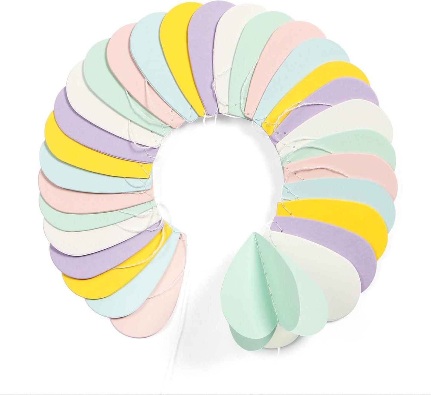 Pastel-Rainbow Party-Decorations 3D Heart Garland - 39Ft Yellow Blue Pink Purple Mint Hanging Paper Streamers Banner, Engagement Wedding Bachelorette Baby Bridal Shower Decor Ouruola