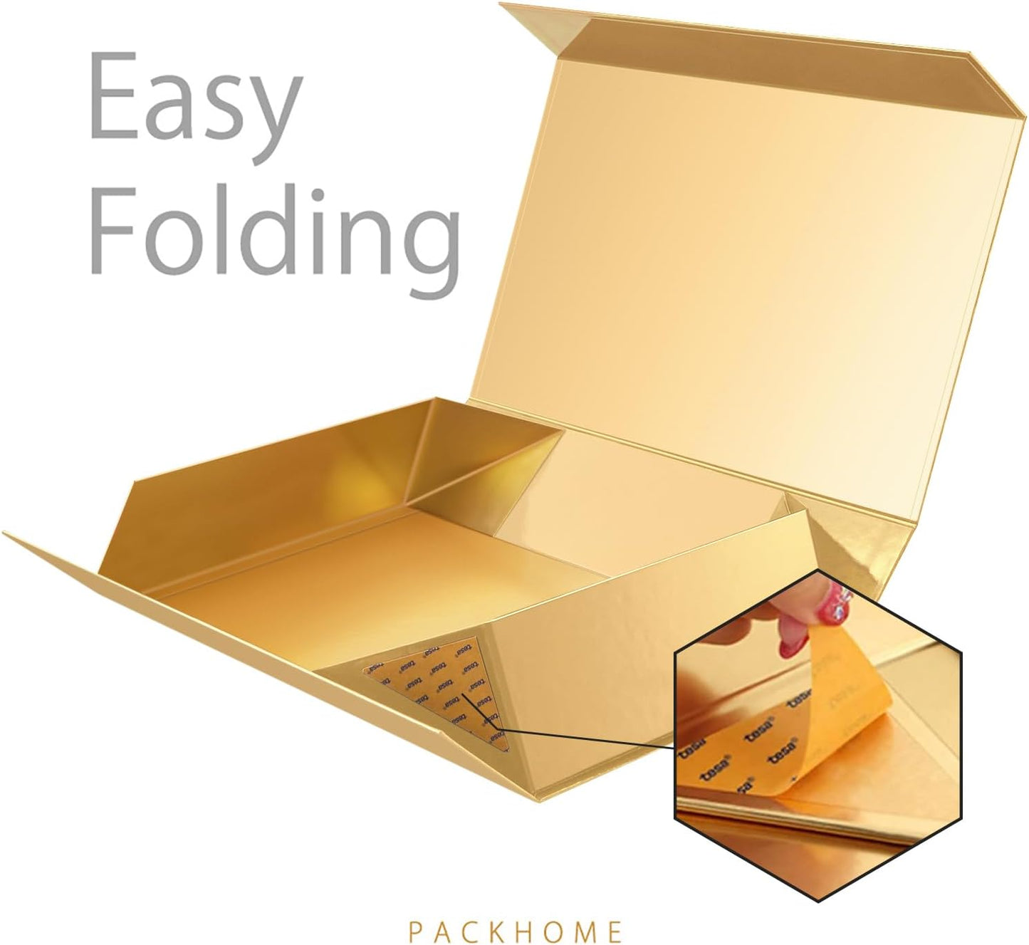 PACKHOME 6 Extra Large Gift Boxes 17.5x11.3x4.3 Inches, Sturdy Shirt Boxes with Magnetic Lids for Clothes and Large Gifts (Glossy Gold)