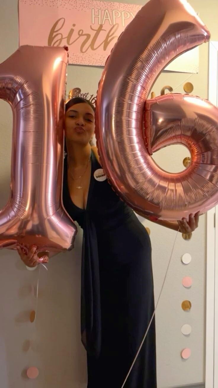 Rose Gold 40 Inch Mylar Foil Number 6 Balloon, Birthday Digital Balloons for 6 16 Boy Girl Party Decorations Supplies, Rose Gold Big Helium Balloon Numbers for 26 36 46 60 Men Women Anniversary