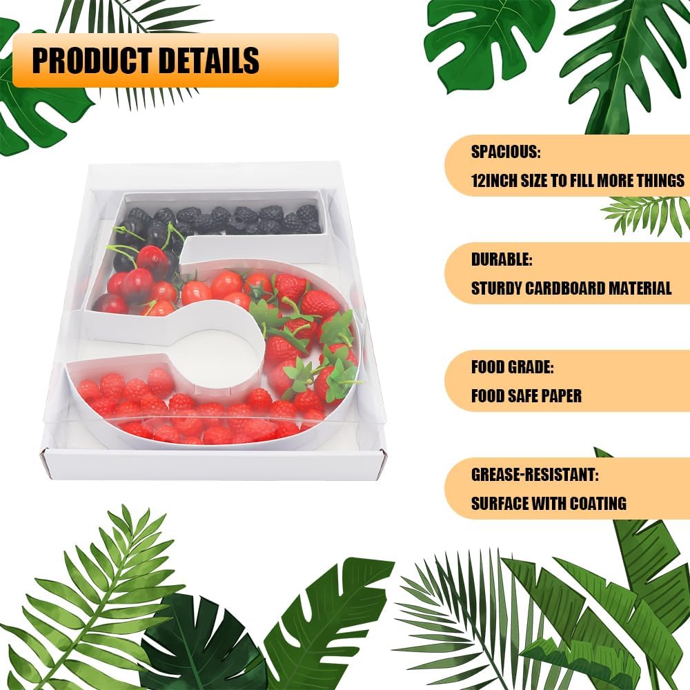 12" Fillable Cardboard Number Charcuterie Gift Cupcake Box With Cover Sweets Packaging (5)