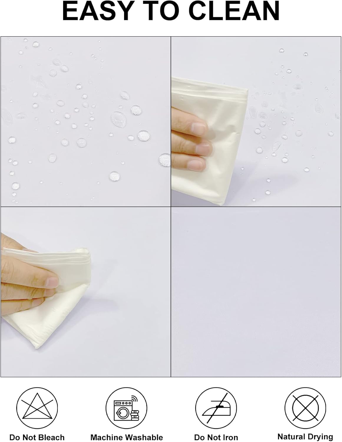 Fokitut 2 Pack Waterproof Round Tablecloth, 120 Inch, Stain Resistant and Wrinkle Polyester Table Cloth, Fabric Table Cover for Kitchen Dining, Wedding, Party, Holiday Dinner-White