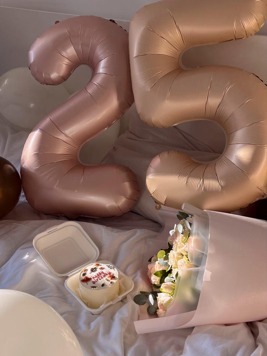 Light Brown Number 7 Birthday Balloon 40 Inch, Digital Balloons for 7 17 27 70 77 Party Celebration Decorations Supplies,Light Brown Mylar Foil Numbers Balloon for Seven Wedding Anniversary