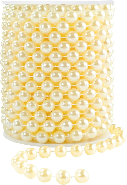 Faux Ivory Pearl Garlands - 10mm Christmas Tree Beads - 11 Yards Strands - Wedding/Christmas Decoration