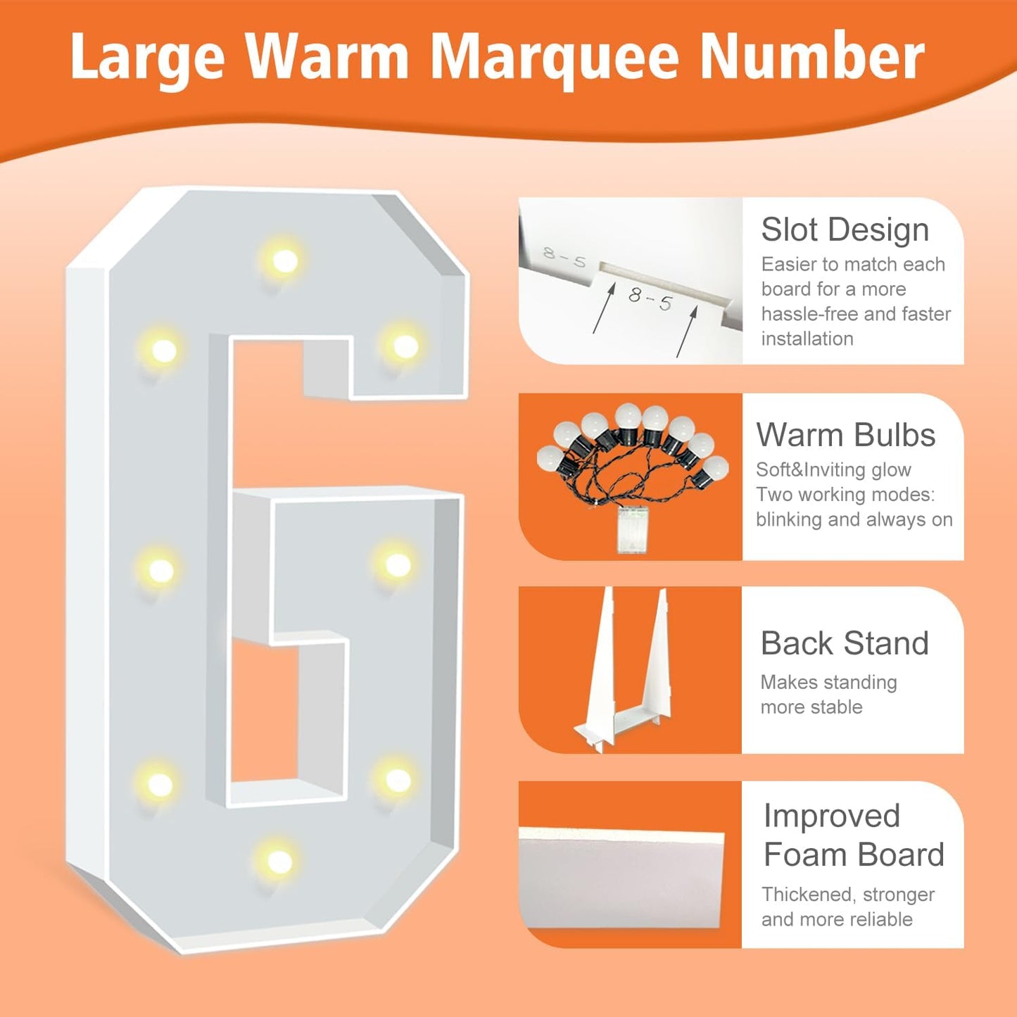 3FT Marquee Light Up Letters G, Warm White Marquee Letters for Birthday Party Decor, LED Light Letter for Graduation, Wedding, Engagement, Holiday Party Backdrop Arch Decoration