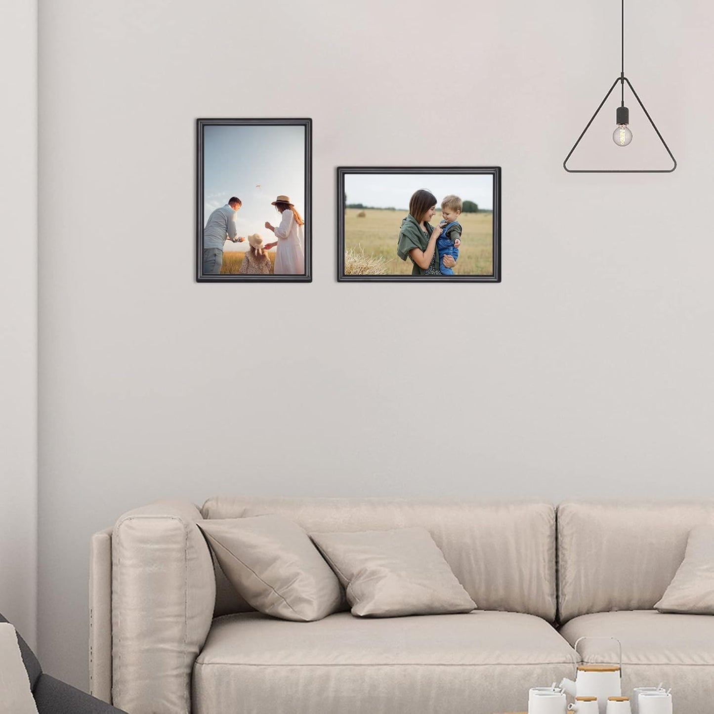 3.5x5 Picture Frame Matte Black Modern Simple Thin Aluminum Metal Photo Frame with HD Real Glass, Display for Tabletop and Wall Collage. (2 Pack)