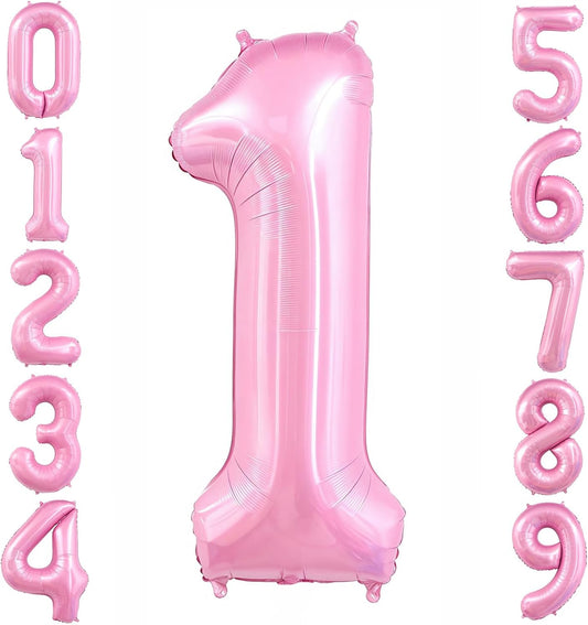 Pastel Pink 1 Balloon,Light Pink 1 Balloons Number,40 Inch Helium Foil Mylar Number 1 Balloon for Birthday Party