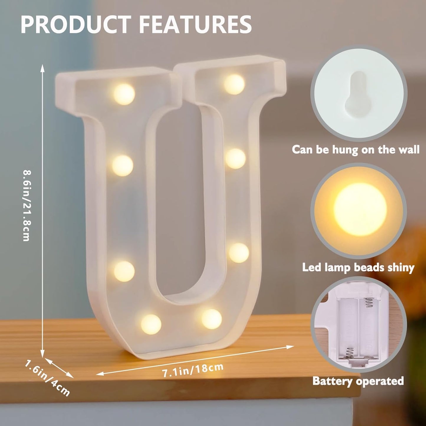 LED Marquee Letter Lights, Light Up Letters Marquee I Love U Sign, Decorative LED Alphabet Lamp, Battery Operated, Warm White Letter Sign for Wedding, Proposal Decoration