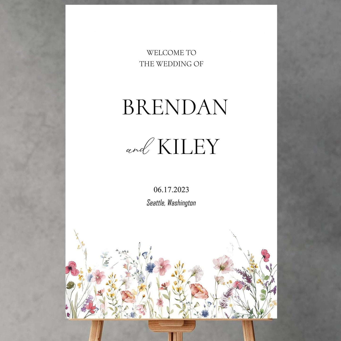 Spring Wildflower Wedding Welcome Signs, Welcome Sign Wedding, Customized Wedding Welcome Sign, Custom Wedding Welcome Sign