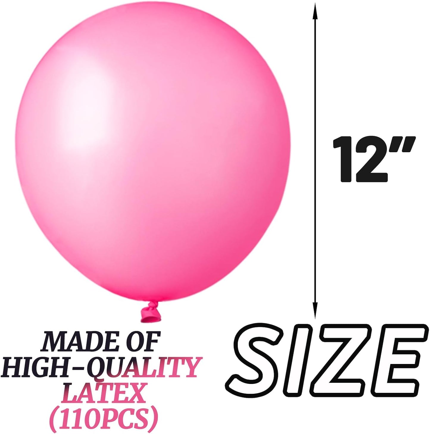 Pink Balloon 110pcs, Pink Latex Balloons12 inch for Birthday Valentine's Day Wedding(with 2 Ribbons)