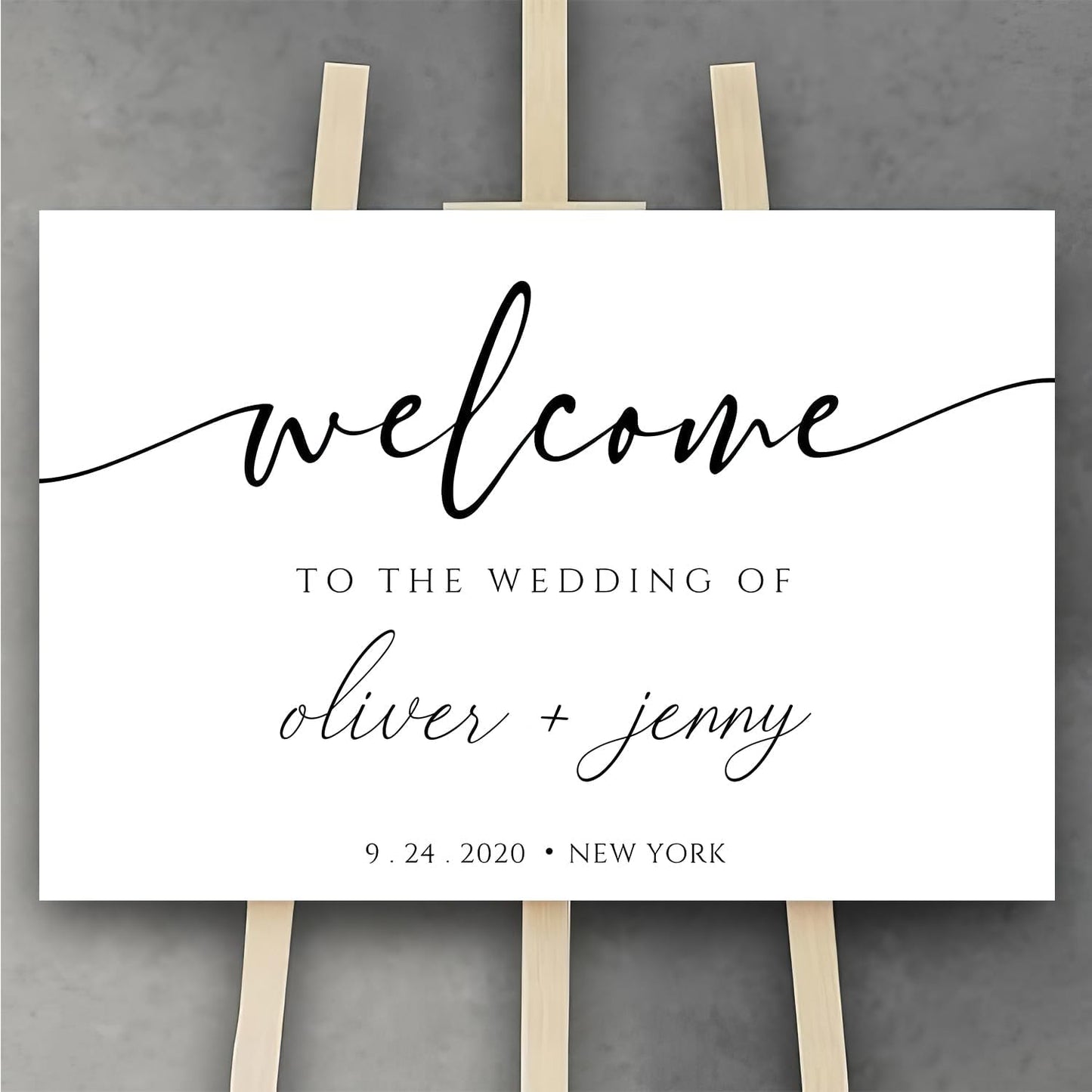 Generic Personalized Wedding Welcome Sign, Modern Minimalist, 18x27 inches, Plastic, Wedding Guestbook