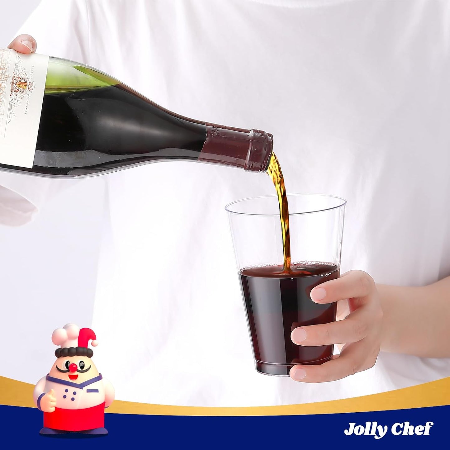 JOLLY CHEF 14 oz Clear Plastic Cups, 200 Pack Heavy-duty Party Glasses, Disposable plastic cups for wedding Cocktails Tumblers, Ideal for Wedding & Party