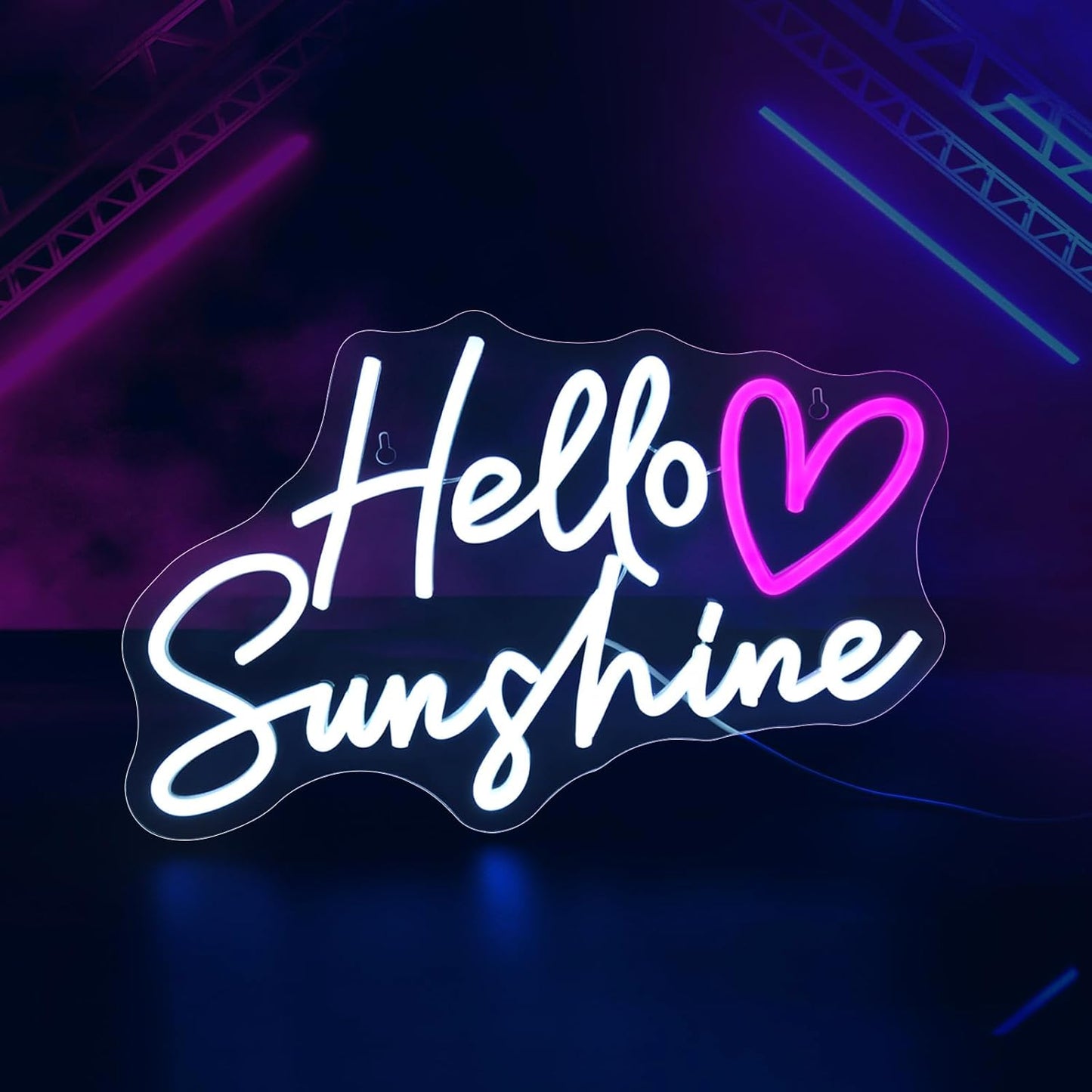 Hello Sunshine Neon Signs for Wall Decor White LED Neon Sign for Room Neon Light Sign for Wall Decor Birthday Party USB Powered