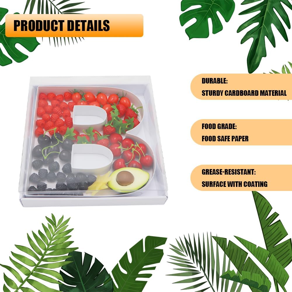 12" Fillable Cardboard Letter Charcuterie Gift Cupcake Box With Cover Sweets Packaging (B)