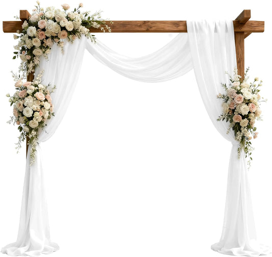 Wedding Arch Draping Fabric 29" x 18 FT White Sheer Chiffon Outdoor Curtain Drapes for Wedding Birthday Party Ceremony Decor(2 Panels, White)