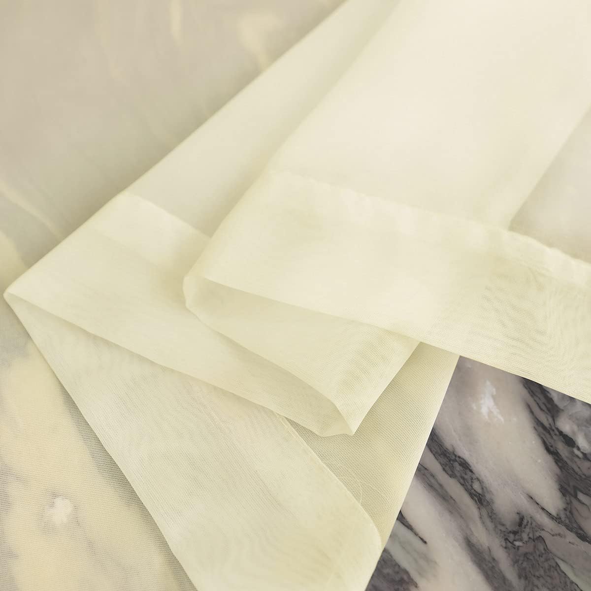 Window Light Yellow Sheer Curtains 48 Inches Width 63 Inches Long 2 Panels Sheer Curtain Clear Curtains Basic Rod Pocket Panel for Home Living Room Bedroom Kids Room Yard Patio Parlor Sliding