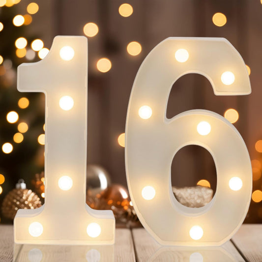 Decorative Led Light Up Numbers, 16th Birthday Decorations, Warm White Led Numbers Lights, Lighted Marquee Number Sign for Sweet 16th Party Decor
