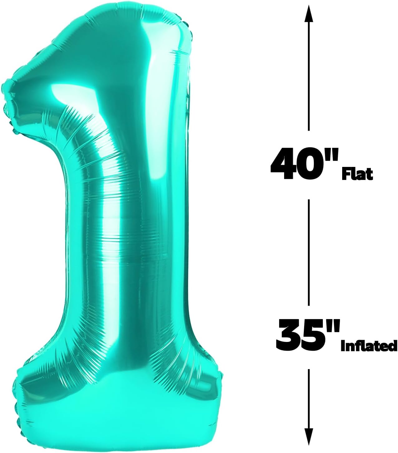 Teal Blue Number 1 Balloon 40 inch, Number 1 Birthday Balloons for Boy Girl, Teal Blue Foil One Balloon for 1st 10 11 12 16 18 Birthday Party, Anniversary Celebration Numbers Decorations